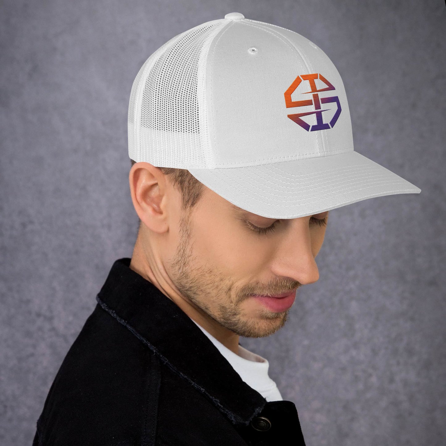 Ian Schieffelin Monogram Trucker Cap - White With Gradient Logo
