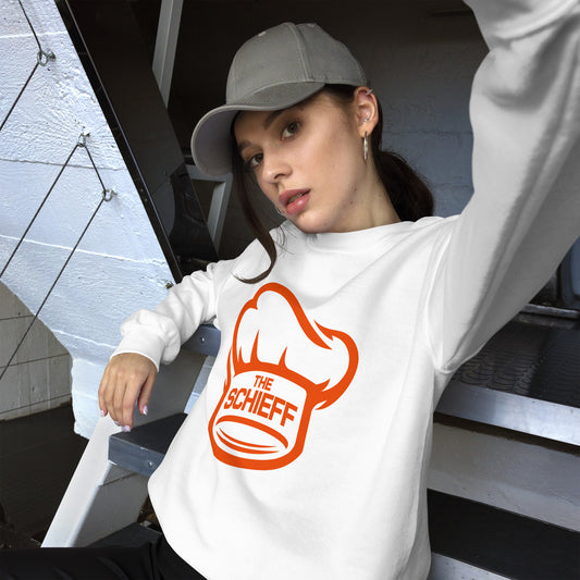White Schieff Sweatshirt - Orange Logo