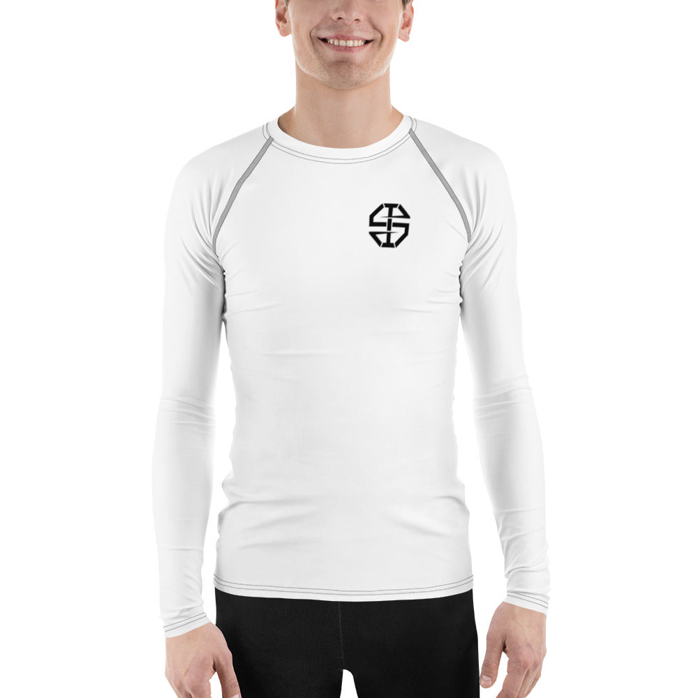 White Ian Schieffelin Monogram Long Sleeve Athletic Shirt - Black Logo