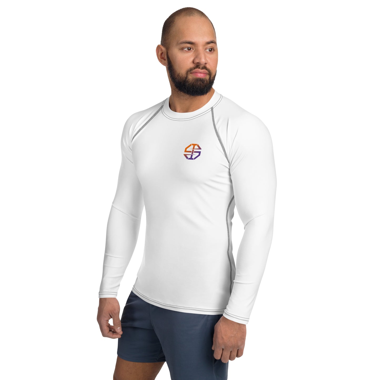 White Ian Schieffelin Monogram Long Sleeve Athletic Shirt - Gradient Logo