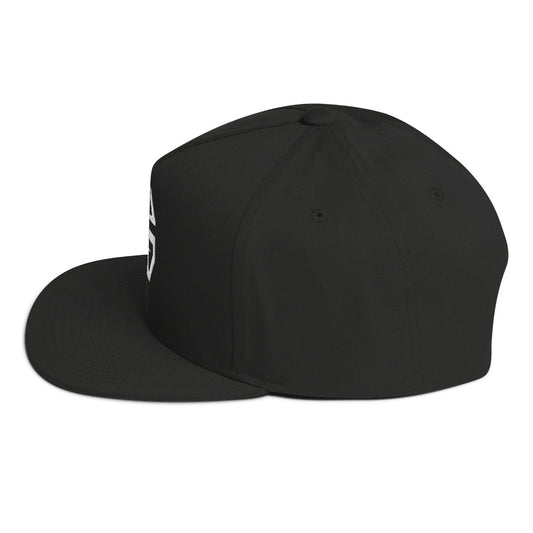 Ian Schieffelin Monogram Flat Bill Cap - Black With White Logo