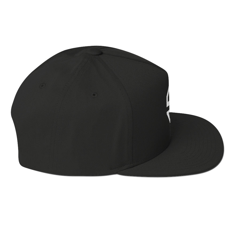 Ian Schieffelin Monogram Flat Bill Cap - Black With White Logo