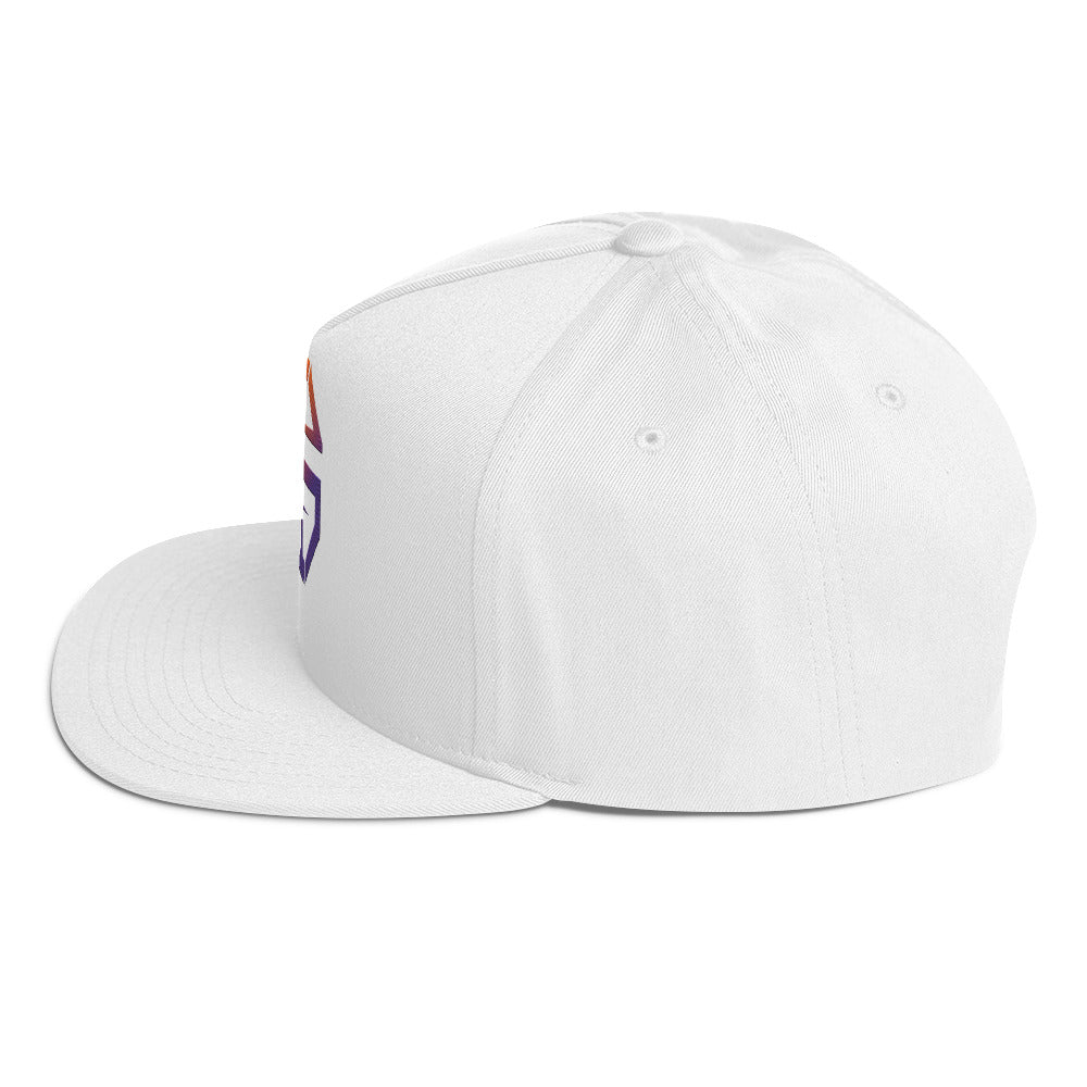 Ian Schieffelin White Monogram Flat Bill Cap - Gradient Logo