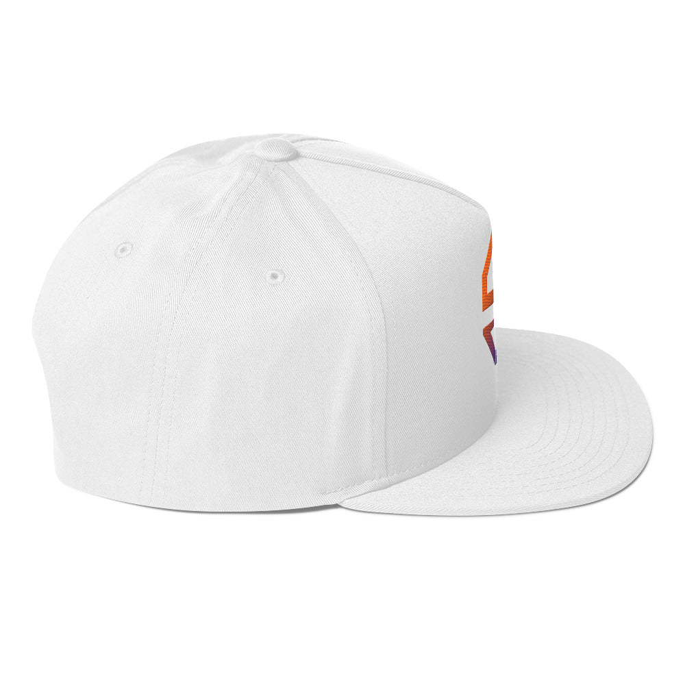 Ian Schieffelin White Monogram Flat Bill Cap - Gradient Logo